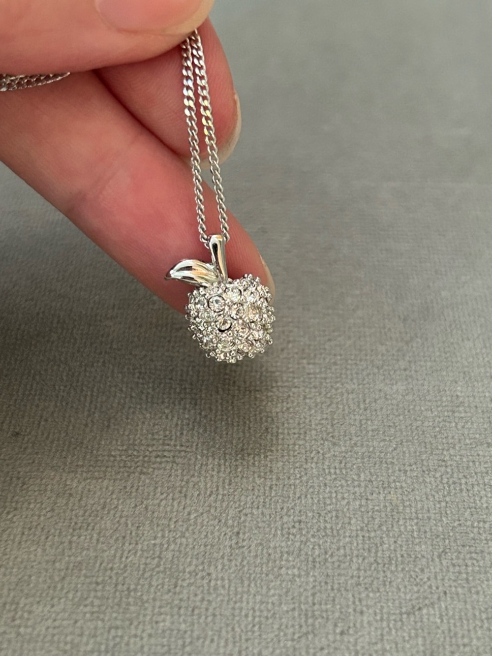 Swarovski Silver Crystal Apple Pendant Necklace